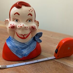 EUC•Vintage Howdy Doody Ceramic Coin Bank W/ Rubber Plug Collectible• Hand 🎨